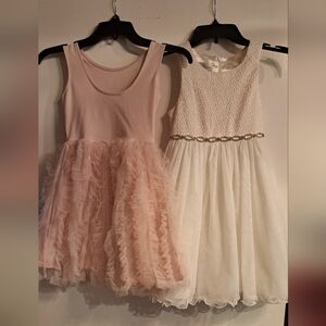 2 Girls Elegant White And Pink Dress